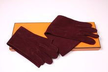 HERMÈS burgundy suede gloves