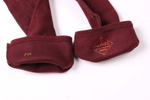 HERMÈS burgundy suede gloves
