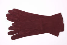 HERMÈS burgundy suede gloves