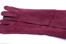 HERMÈS burgundy suede gloves