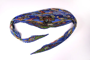 HERMÈS pleated "plissé" scarf “Kachinas” by Kermit Oliver