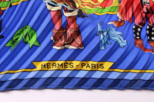 HERMÈS pleated "plissé" scarf “Kachinas” by Kermit Oliver