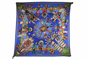 HERMÈS pleated "plissé" scarf “Kachinas” by Kermit Oliver