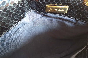 JUDITH LEIBER black snake skin pleated handbag