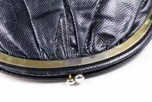 JUDITH LEIBER blue black snake skin handbag