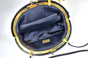 JUDITH LEIBER blue black snake skin handbag
