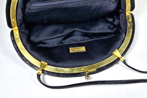 JUDITH LEIBER blue black snake skin handbag