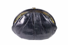 JUDITH LEIBER blue black snake skin handbag