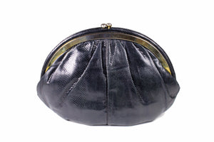 JUDITH LEIBER blue black snake skin handbag