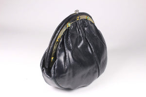 JUDITH LEIBER blue black snake skin handbag