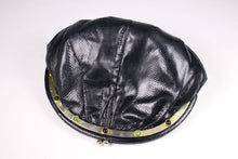 JUDITH LEIBER blue black snake skin handbag