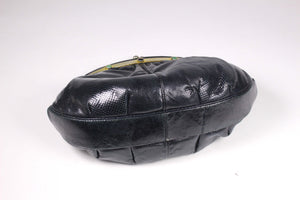 JUDITH LEIBER blue black snake skin handbag