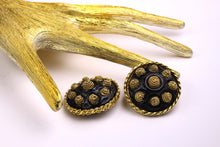 KALINGER large circular black resin earrings