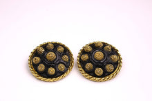 KALINGER large circular black resin earrings