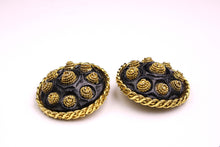 KALINGER large circular black resin earrings