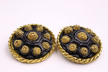 KALINGER large circular black resin earrings