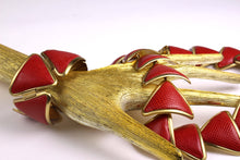 LOEWE red lizard skin necklace and bracelet set