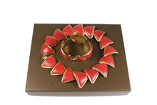 LOEWE red lizard skin necklace and bracelet set