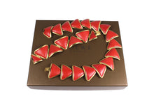 LOEWE red lizard skin necklace and bracelet set