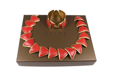LOEWE red lizard skin necklace and bracelet set