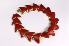 LOEWE red lizard skin necklace and bracelet set