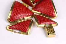 LOEWE red lizard skin necklace and bracelet set