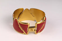 LOEWE red lizard skin necklace and bracelet set
