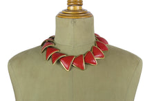 LOEWE red lizard skin necklace and bracelet set