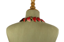 LOEWE red lizard skin necklace and bracelet set