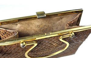 LOEWE tiny brown snakeskin clutch