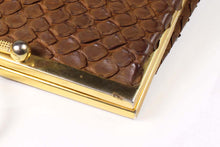 LOEWE tiny brown snakeskin clutch