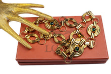 LOEWE oval links green cabochon necklace