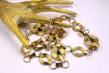 LOEWE oval links green cabochon necklace