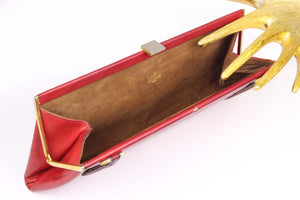 LOEWE red leather clutch