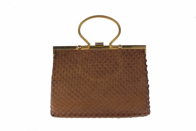 LOEWE tiny brown snakeskin clutch