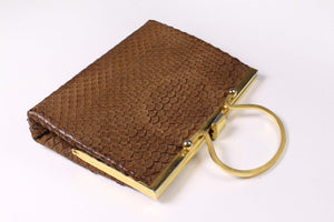 LOEWE tiny brown snakeskin clutch