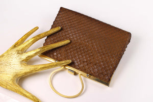 LOEWE tiny brown snakeskin clutch