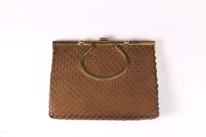 LOEWE tiny brown snakeskin clutch
