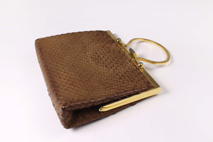 LOEWE tiny brown snakeskin clutch