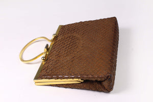 LOEWE tiny brown snakeskin clutch