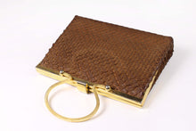 LOEWE tiny brown snakeskin clutch