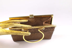 LOEWE tiny brown snakeskin clutch