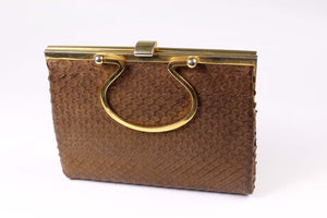 LOEWE tiny brown snakeskin clutch