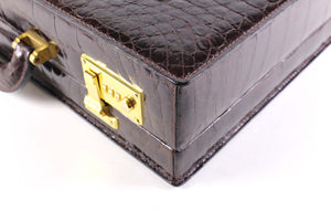 SCILPRA brown crocodile skin briefcase