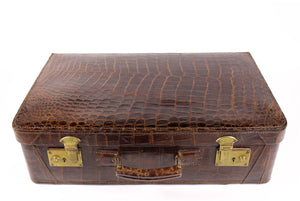 F. ROICH brown crocodile skin suitcase