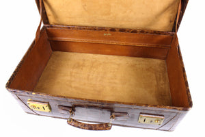 F. ROICH brown crocodile skin suitcase