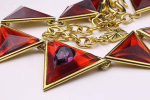 YVES SAINT LAURENT red resin triangle necklace