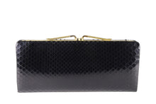 Rectangular black snakeskin clutch purse
