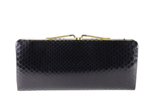 Rectangular black snakeskin clutch purse