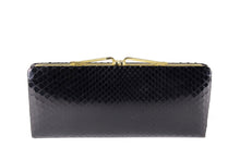 Rectangular black snakeskin clutch purse